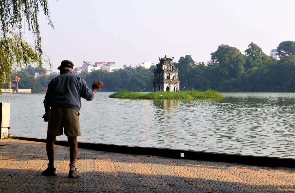 Early Morning activities at Hoan Kiem Lake, Hanoi Vietnam
