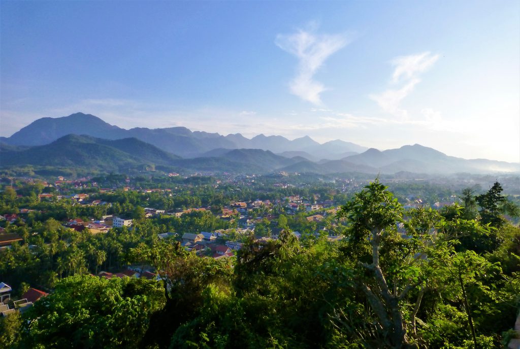 The Beautiful Sunset on Mount Phu Si in Luang Prabang