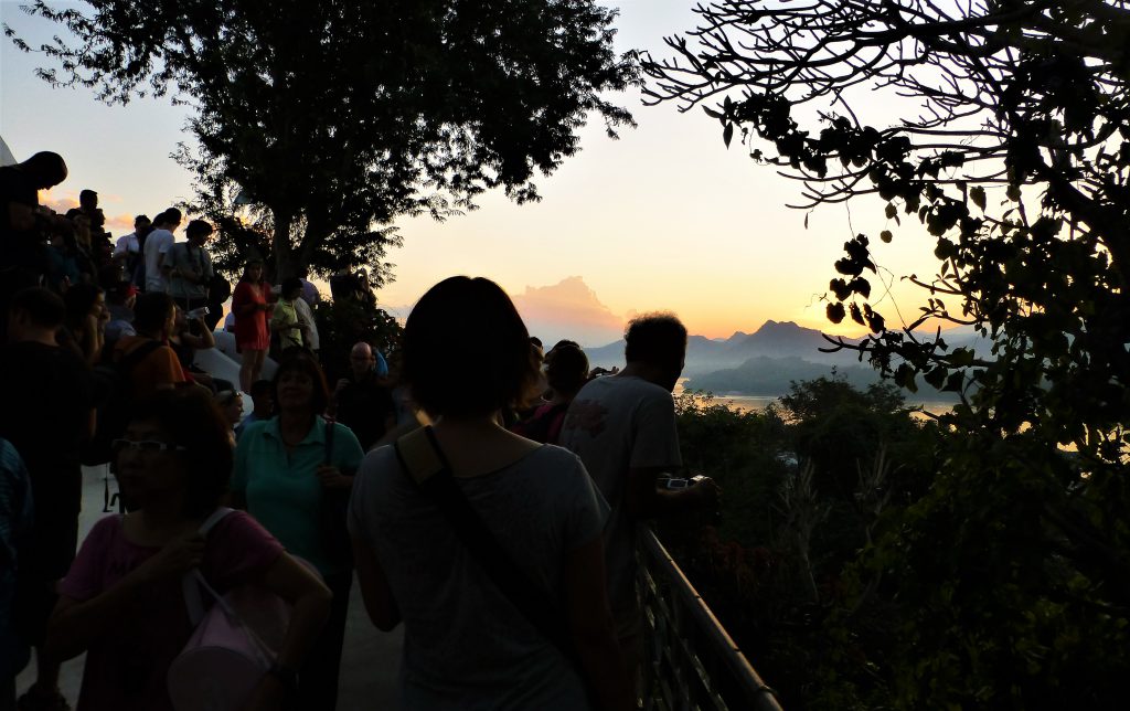 The Beautiful Sunset on Mount Phu Si in Luang Prabang