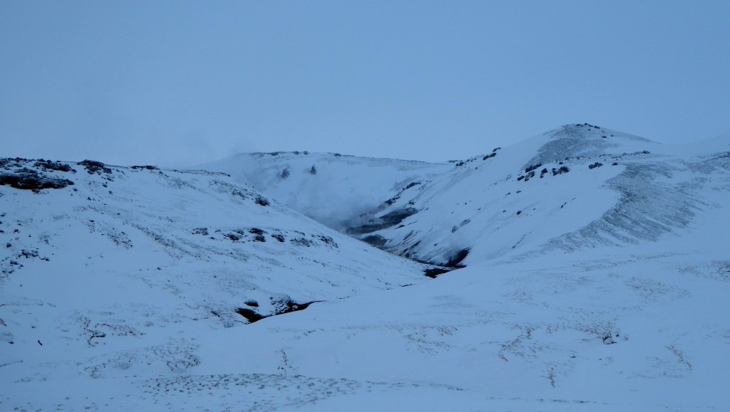 Bathing in a snowy landscape