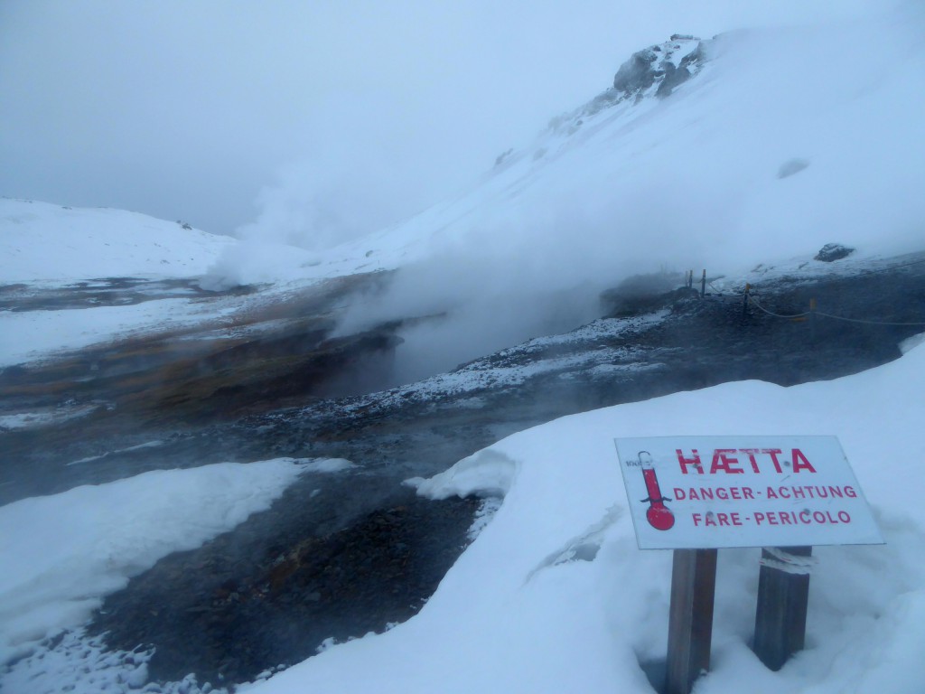 Bathing in a snowy landscape