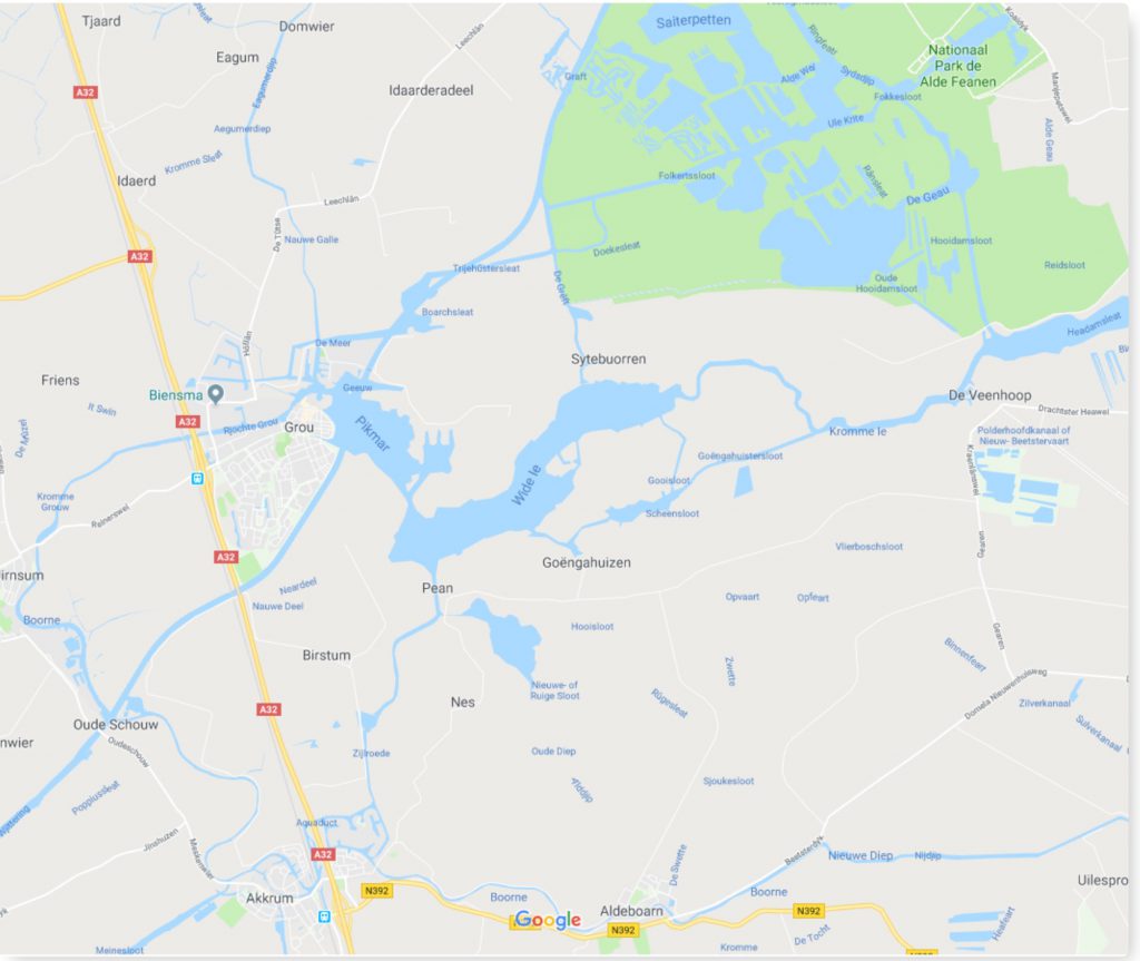 Map omgeving meren Friesland